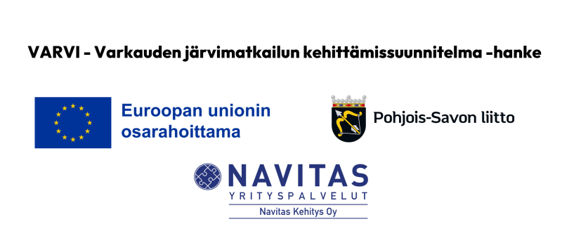 Varvi-hankkeen logorypäs, jossa hankkeen nimi, EU:n osarahoitus-tunnus, sekä Pohjois-Savon liiton ja Navitas Kehitys Oy:n logot