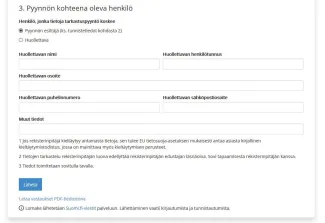 Lomakkeen täyttöohjeet kuvana.