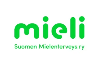 Vihreä logoteksti valkoisella pohjalla: Mieli - Suomen mielenterveys ry.